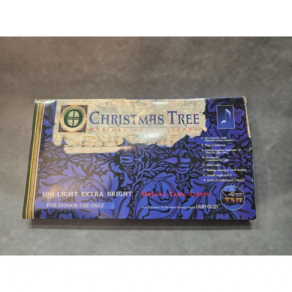 Christmas Tree Musical Carol Lights 100 Clear Bulbs 25 Songs 36.8 Ft Indoor